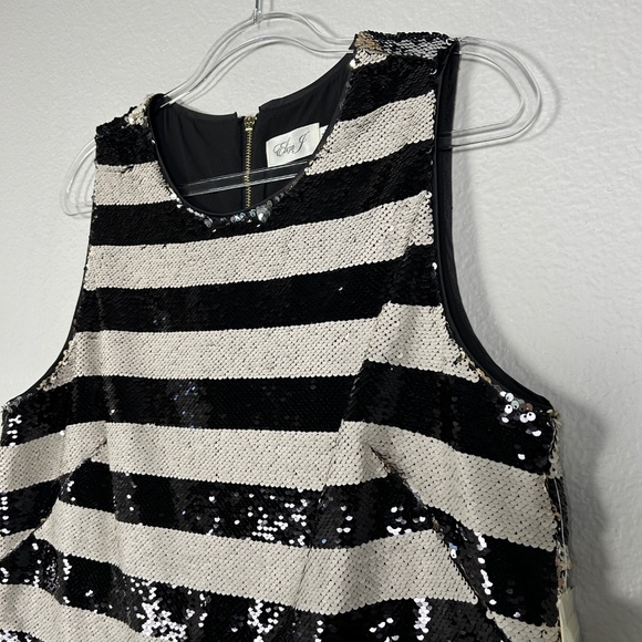 Eliza J size 14 sleeveless sequin crop top black white stripe party festive NEW - Picture 5 of 10